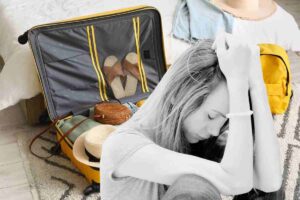 Valigia e ragazza triste